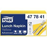 Tork 477841 Lunch-Servilletas para almuerzo - 10 paquetes x 200 unidades (2000 servilletas) - color amarillo - 2 capas…